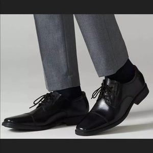 Clarks Tilden Cap black dress shoes formal 9.5